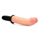 The Curved Dicktator Vibrating Giant Dildo Thruster Beige
