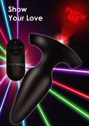 28X Laser Fuck Me Silicone Anal Plug with Remote Control - Large
