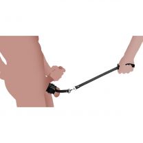 Ball Stretcher With Leash Black Leather