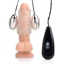 Dual Vibrating Penis Sheath Clear Stroker