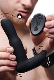 Silicone Prostate Stroker Fingering Vibrating Remote Butt Plug Warming Heated