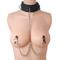 Master Series Bondage Collar and Nipple Clamp Set
