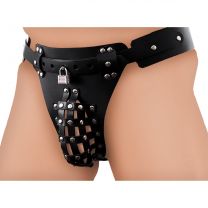 Strict Leather The Safety Net Leather Male Chastity Belt with Anal Plug Harness