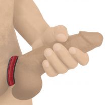 Velcro Leather Cock Ring - Red